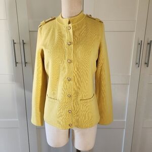 Talbots Golden Yellow Merino Wool Women's Blazer Sweater Sz Medium P